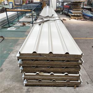 Quality 50mm ivory white 960mm fireproof rock wool sandwich insulated roof panels for steel structure buildings for sale