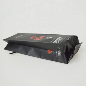 Foil Gusseted Mylar Matte Black Coffee Bags CMYK Printed ISO9001