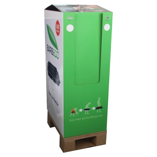 Square Shape Cardboard Shipper Display Green Color Varnishing Surface Treatment