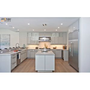 Antique Luxury Solid Wood Kitchen Cabinets In Modern Style U Shaped Kitchen