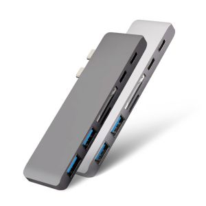 6 in 1 Multi-Port Dual Type C Adapter with USB-C Thunderbolt 3 PD and Data