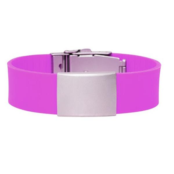Adjustable Id Silicone Bracelet Medical Alert Wristband With Stainless Plate And Clasp