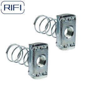 Silver Carbon Steel Unistrut Pring Nut With Customise Hole Size