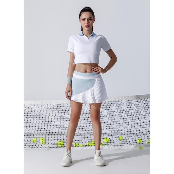Light Blue Womens Golf Clothes Anti Glare Tennis Badminton Pleated Skirt Ladies