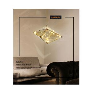 Post-modern Led Diamond Glass Pendant Lights restaurant Rhombic Polyhedron