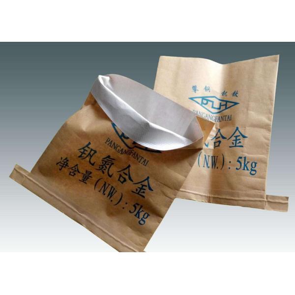 25kg Brown Kraft Paper Multiwall Paper Bags Laminated PP Woven Sacks for Polystyrene / Food Packing