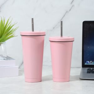 China 25 Oz Double Walled Travel Mug For Hot Cold Drinks Stainless Steel Insulated Coffee Cup With Splash-Proof Lid Metal Straw on sale