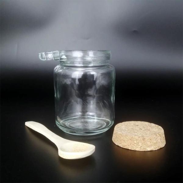 250ml Glass Storage Jars Mini Glass Sugar Jar With Wooden Cork Lid