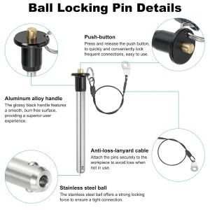 Heavy Duty High Precision Quick Release Pin with Easy to Use Button Handle for