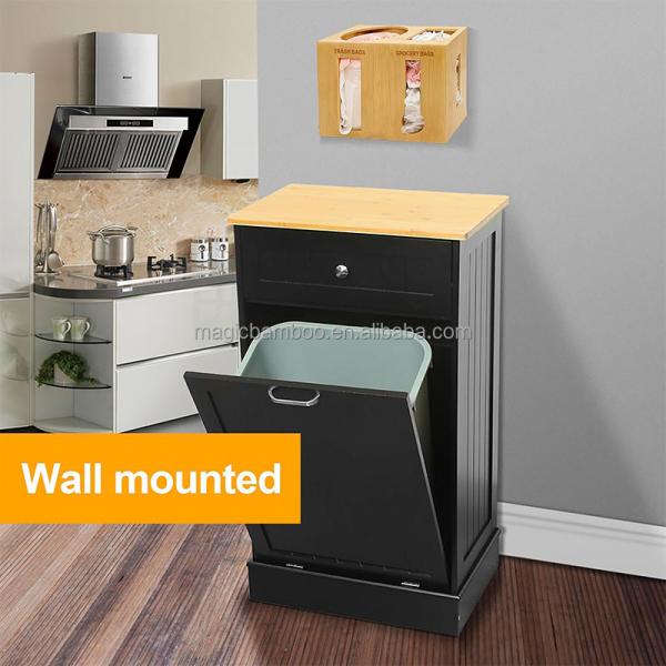 Multi-Functional Square Wall Mount Trash Bag Grocery Bag Storage Dispenser for Kitchen