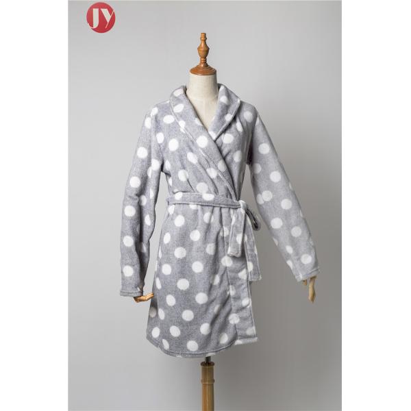 Mature Flannel Soft Bathrobe Nightgowns Women Dots Printed Warm Flannel Long