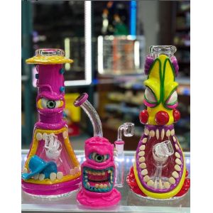 Halloween Skull 7 Glass Water Pipes Ice Catcher Hookah Bubbler