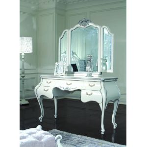 ISO 9001 Victorian Luxury European Bedroom Furniture White Silver Classic