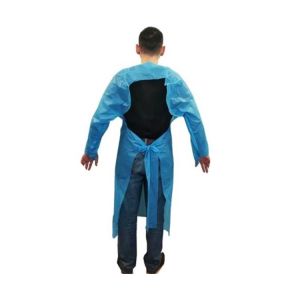 10 Pack Blue CPE Coat Aprons 45" x 75". Disposable Polyethylene. Unisex Liquid
