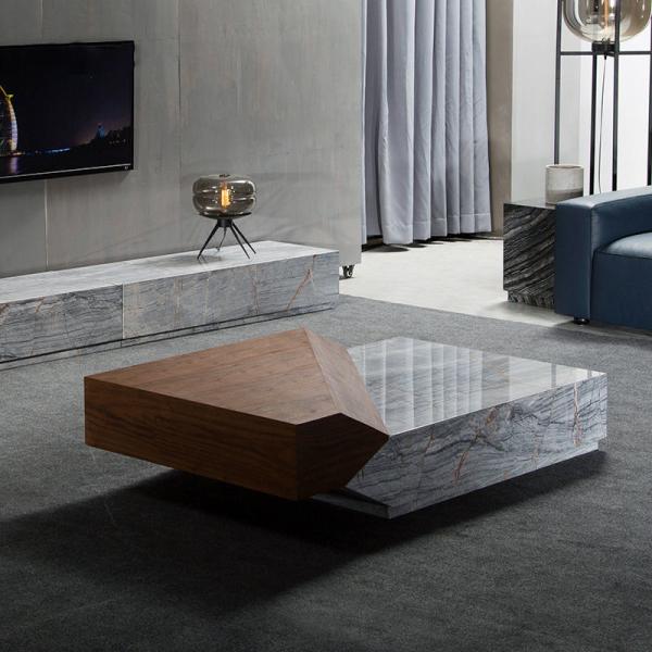Creative Marble Solid Wood Coffee Table Light Luxury Italian Style Furniture