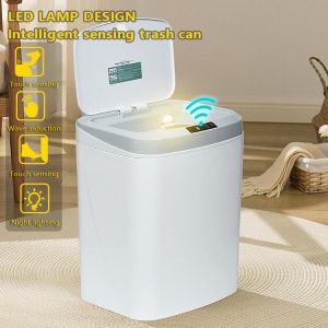 Large Sensor 16l Intelligent Induction Metal Smart Trash Can Induction Garbage