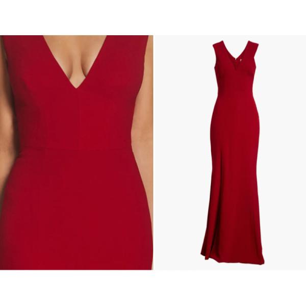 Perfect Manufacturer Deep V-neck Sleeveless Full-length Trumpet Gown Evening Dress Front Split Slit Plus Size