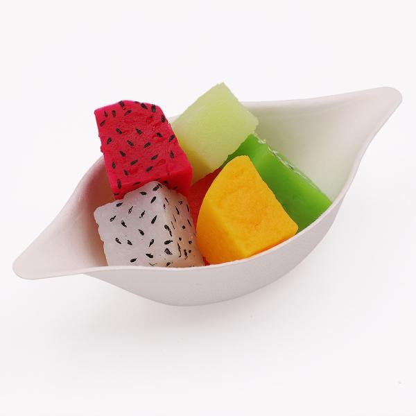Biodegradable sugarcane Lemon Shape mini tableware fruit dish disposable bagasse paper dish salad sauces tray