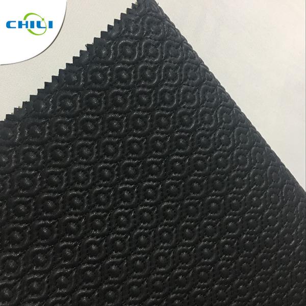 Buy Artificial Black Leather Fabric , Recycled Leather Fabric Vinyl Secondary Fabric at wholesale prices