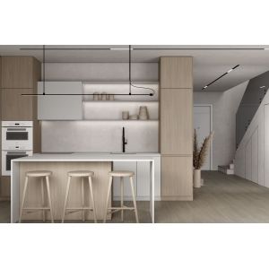 Classic White Kitchen Cabinet System Customized With Dinning Island