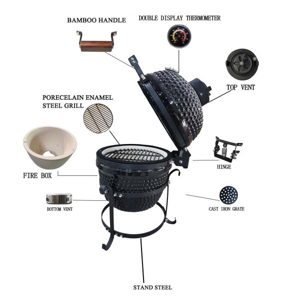 KIMSTONE 13 Zoll Kamado Grill Keramik Bbq Grill Mini Ceramic Smoker Kamado Ceramic Barbecue Grill