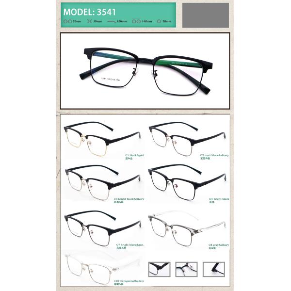 Fashion Optical Frame With Metal Skeleton In Various Colors 3541