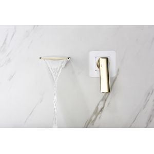 Wall Mounted Bathroom Waterfall Basin Faucet 2 Hole 1 Handle