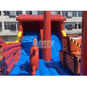 Playful Giant Pirate Ship Inflatable Bouncer Castle Combo With Slide