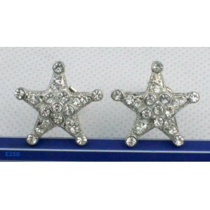 Gold Plated Earplugs Zirconia Stud Earrings with flower design