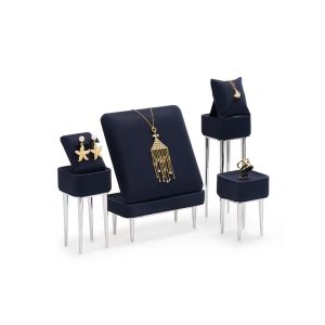 Metal Leatherette Pendant Earring Jewelry Trays Displays Black Jewelry Display