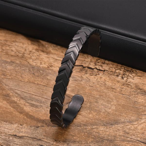 Stainless Steel Arrows Open Metal Cuff Bangle Silver or Black for Boys and Men