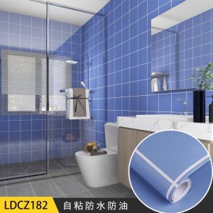 Washable pvc wallpaper bathroom decoration wall covering 3d adhesive wallpaper