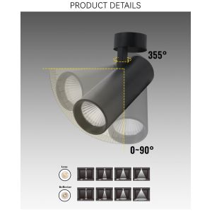 Rotatable Black Surface Mounted Downlight Adjustable Round Surface Downlight