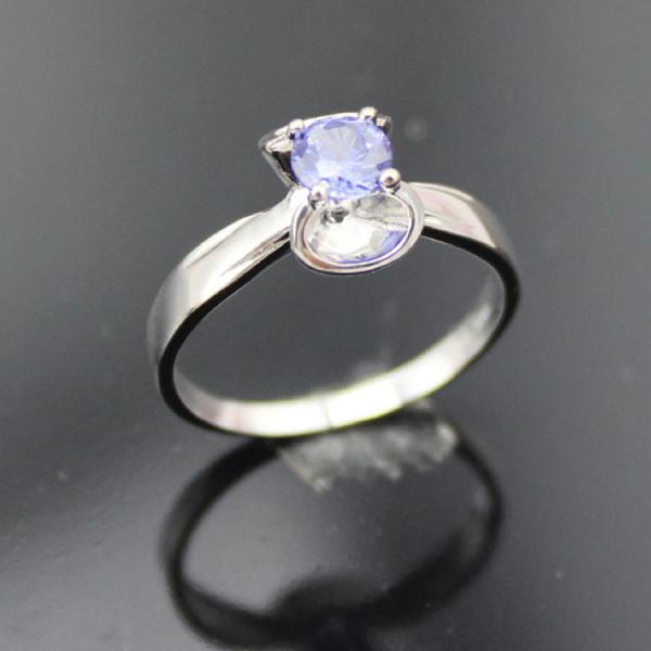 925 Silver Roud Purple Cubic zirconia Engagement Ring (F21)