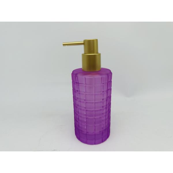 Purple glass bathroom accessories set round with big checker box soap dish soap dispenser