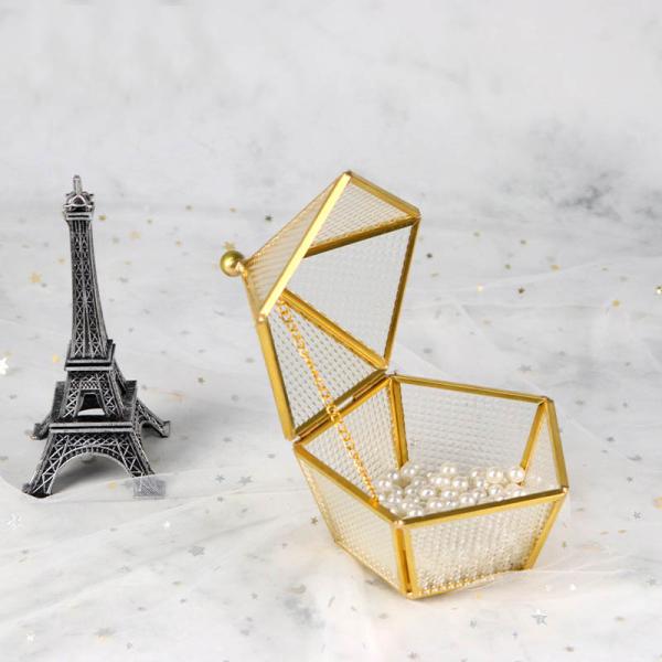Pentagonal glass artifact cover greenhouse jewelry beads gift storage box desktop ornaments flower glass cover wholesale