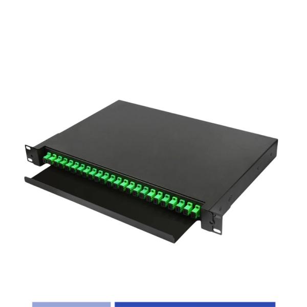 Buy 1U Fiber Optic patch panel 24 Port SC Simplex 19" Rack Mounted Loaded SC APC Adapter at wholesale prices