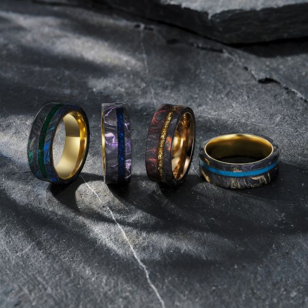 Close-up view of forged carbon fiber ring