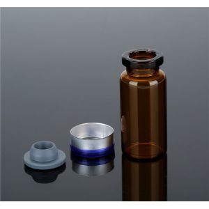 Essential Oil Small Glass Vials 8ml , Amber Injection Glass Vial With Rubber And