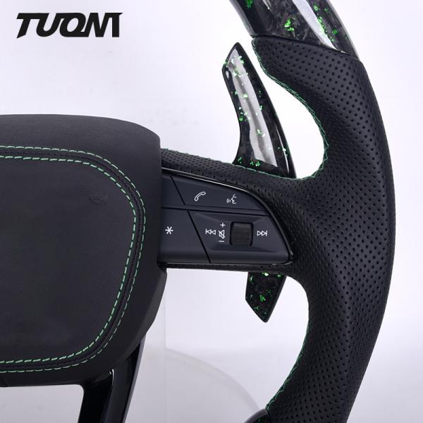 RS3 RS5 Q3 Q5 Audi Forged Carbon Fiber Steering Wheel Black Perforated Leather