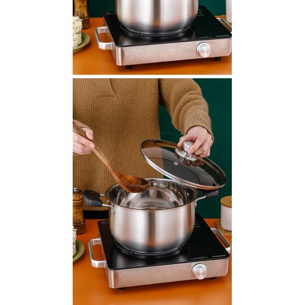 Wholesale Top Seller Double Bottom Induction Stew Pot Shabu Pot Stainless Steel Cooking Stock Soup Pot