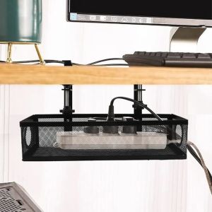 Single-Tier Standing Under Desk Cord Organizer Wire Management Tray Ideal for