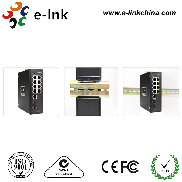 Managed POE Industrial Network Switch 8 10 / 100 /1000 Base-T + 1000 Base SFP Fiber Ports