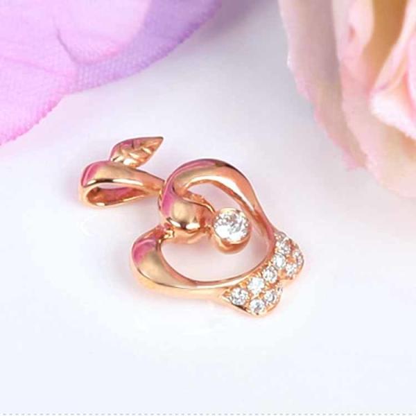 Fine Jewelry Rose Gold Apple Shape Charm Pendant with Diamonds (GDN017)