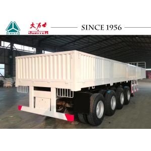 White 40 FT Drop Side Trailers , Flatbed Trailer 4 Axle With Side Wall