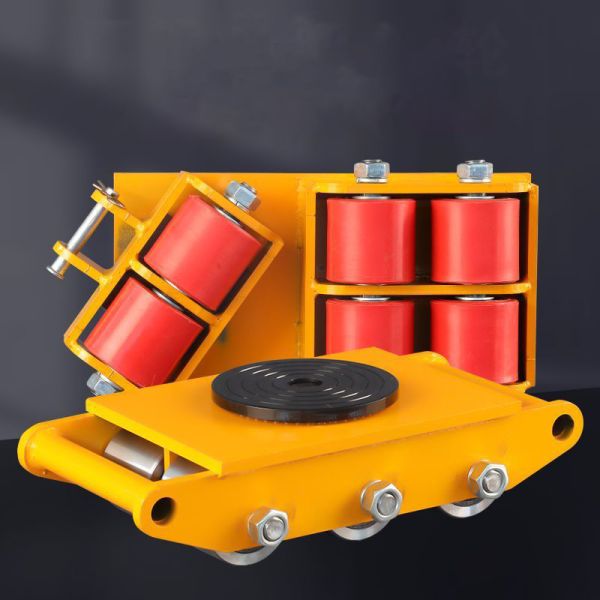 Heavy duty cargo trolley trailer machine dolly skate movers in operation