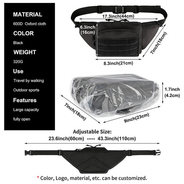 Small Crossbody Waist Bag Pack Fanny Mens 8.3x7x17.3"