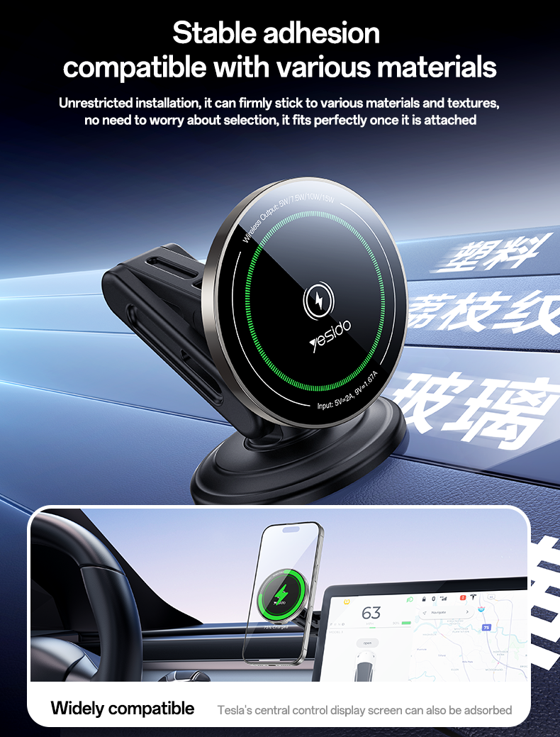 15W Fast Charging Wireless Charger with N52 Strong Magnetic Adsorption and 8