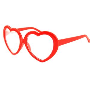 Customized Plastic Diffraction Glasses With Heart Shape Red Frame