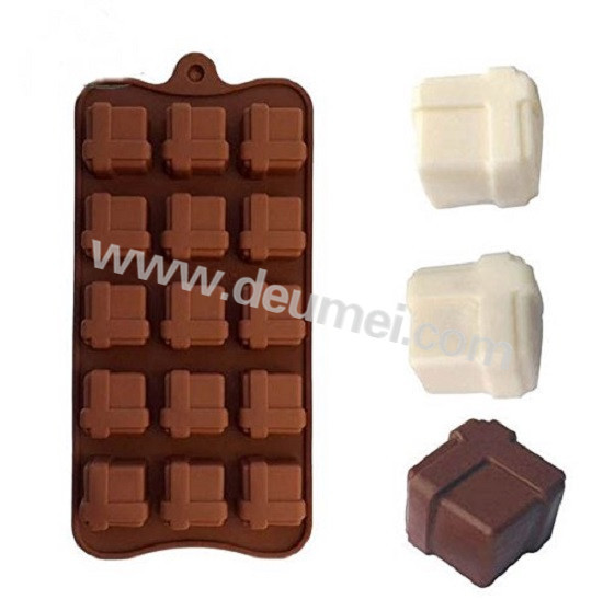 Wholesale Competitive Price 15 Holes Gift Box Shape Silicone Chocolate Mold With
